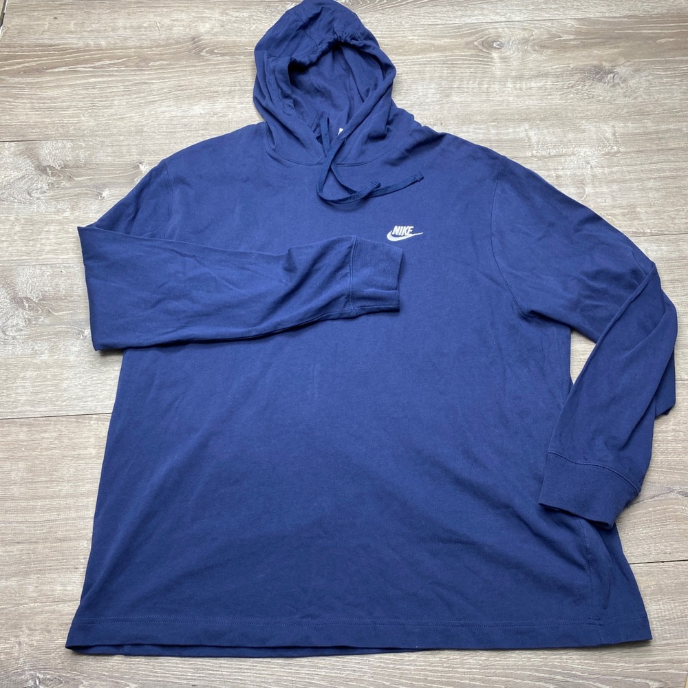 Nike Shirt Hoodie BV2749-410 Mens XL Navy Blue Cotton Sportswear Lightweight Tee